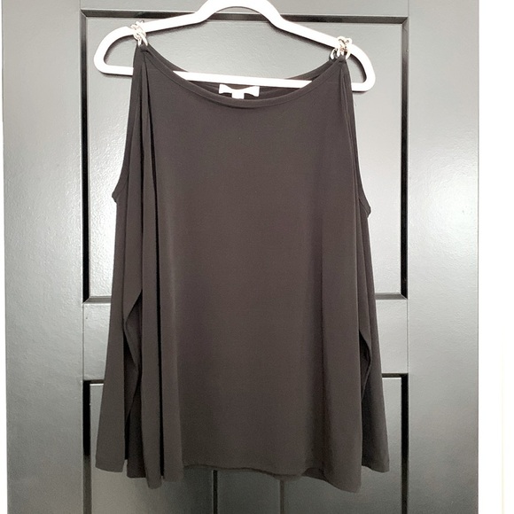 Michael Kors Cold Shoulder, Long Sleeved Blouse w/Chains at Shoulder Size XL - Picture 1 of 10